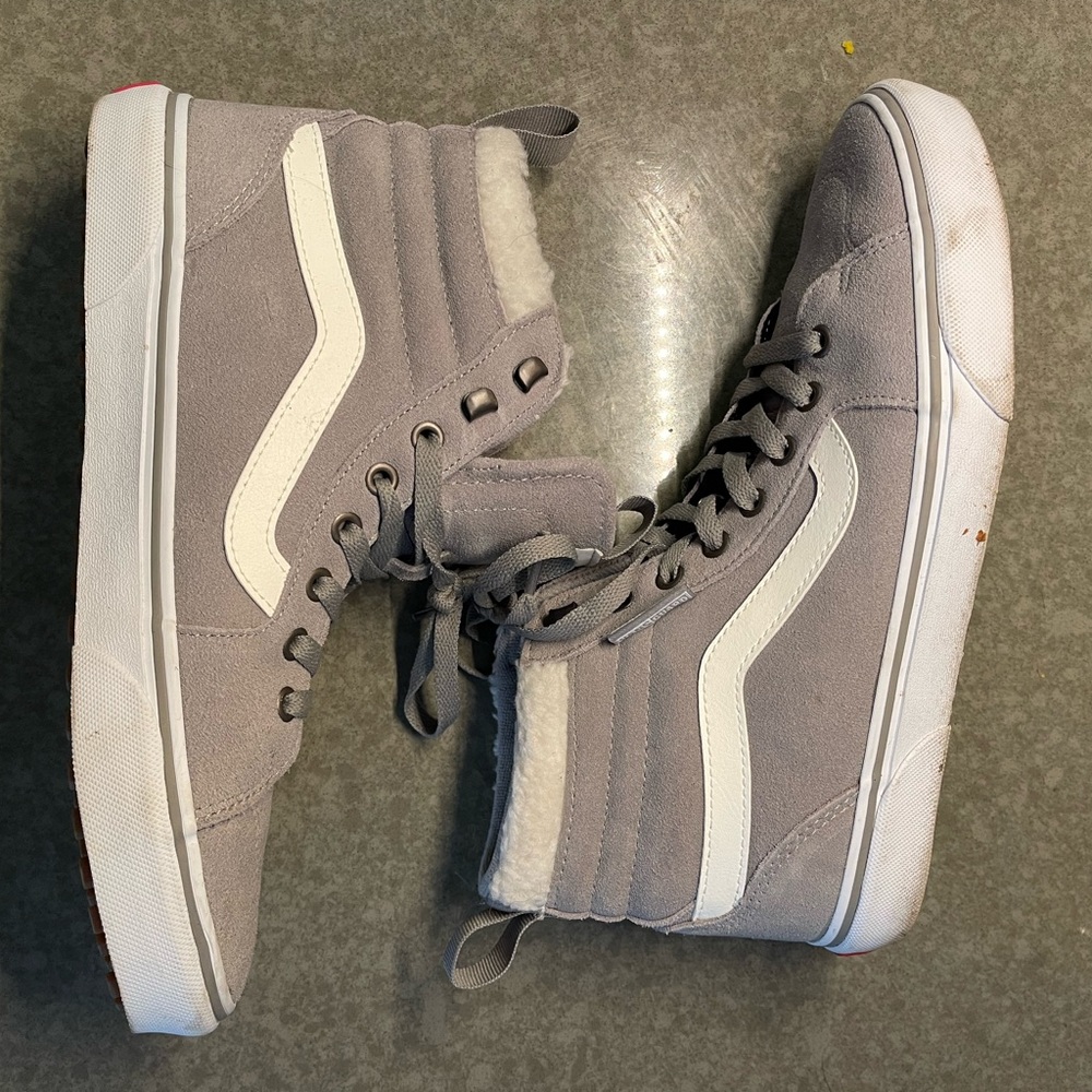 Grey suede high top vans